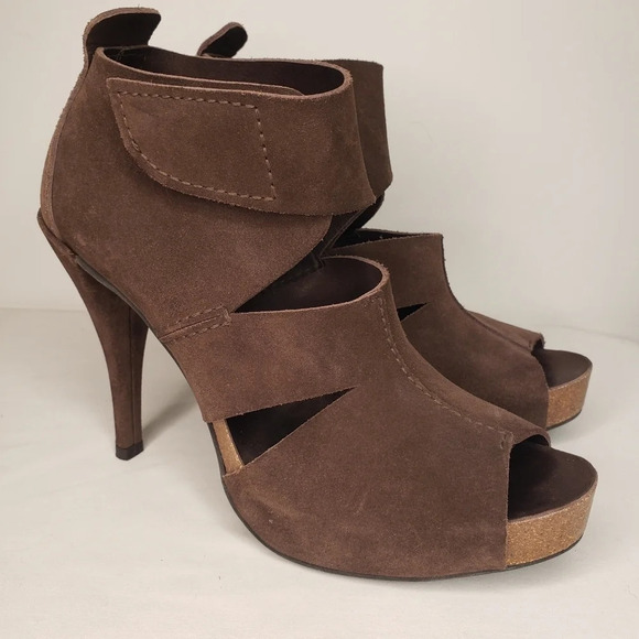 Pedro Garcia Platform Leather Peep Toe Crossover Brown (Size 40.5) - Picture 1 of 17